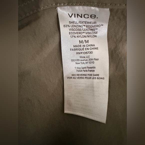 Vince Olive Green Women's Utility Long-Sleeve Tie-Neck Blouse size M - Picture 8 of 9